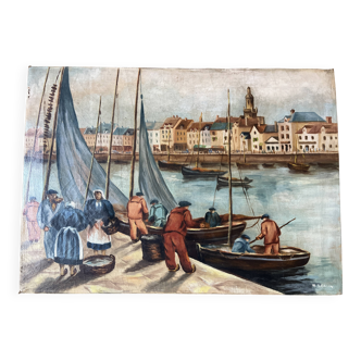 Old marine painting signed