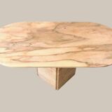 Table basse italienne ovale en marbre rose 1970-80