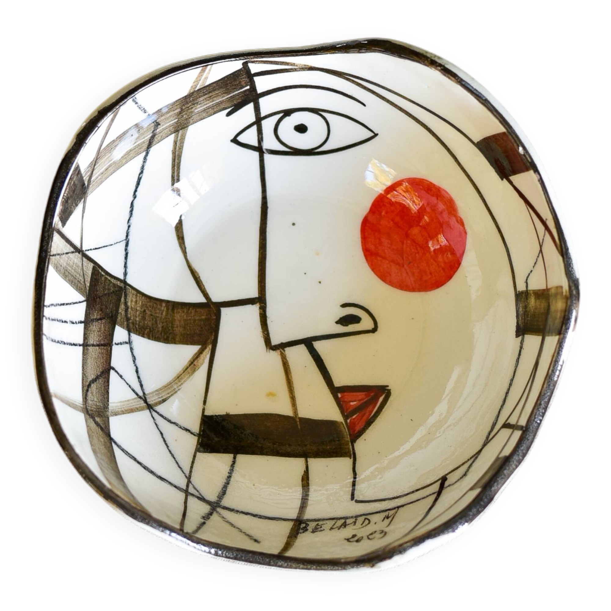 White and brown designer ceramic bowl