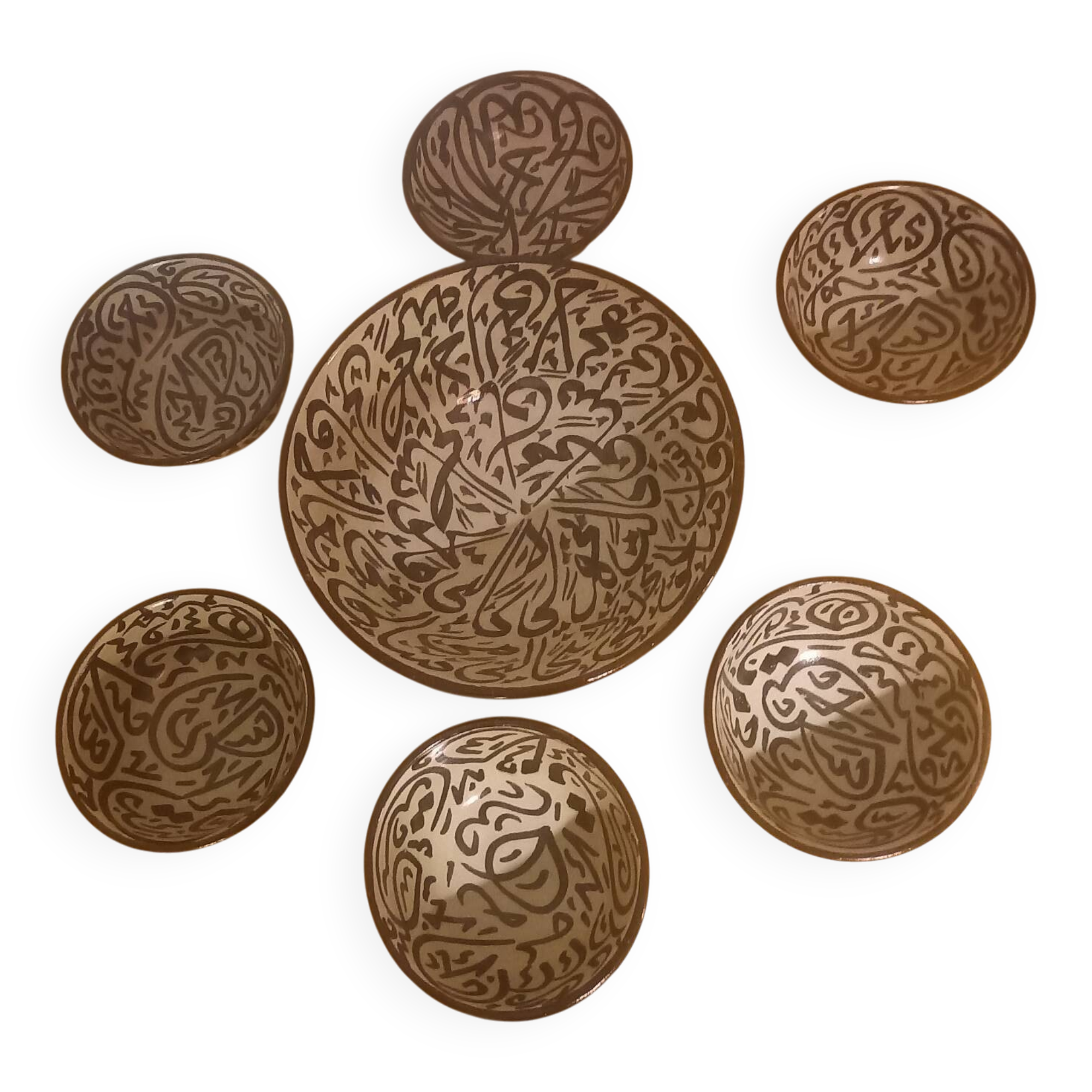 Set of 6 bowls and a salad bowl.