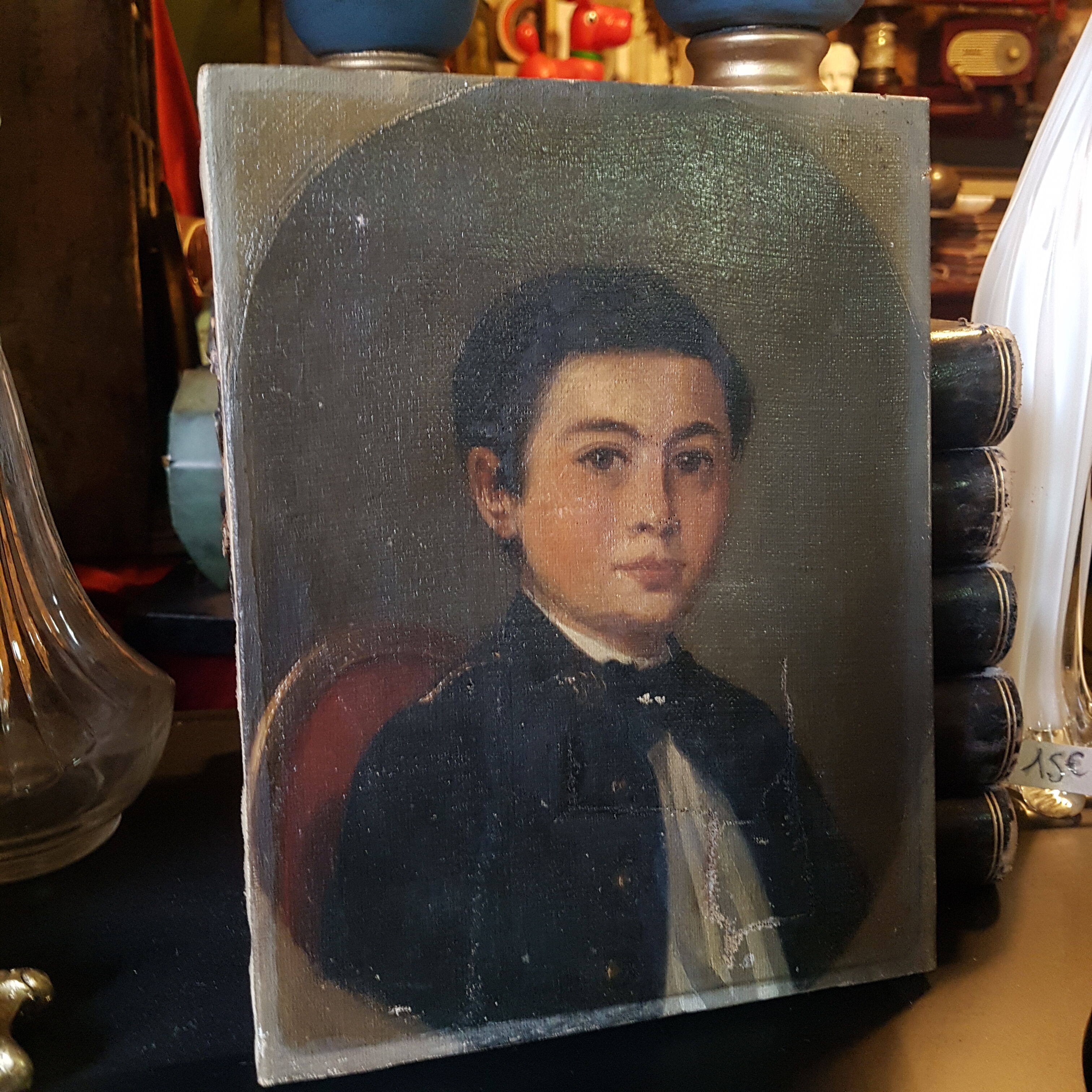 Children's portrait on canvas 19th