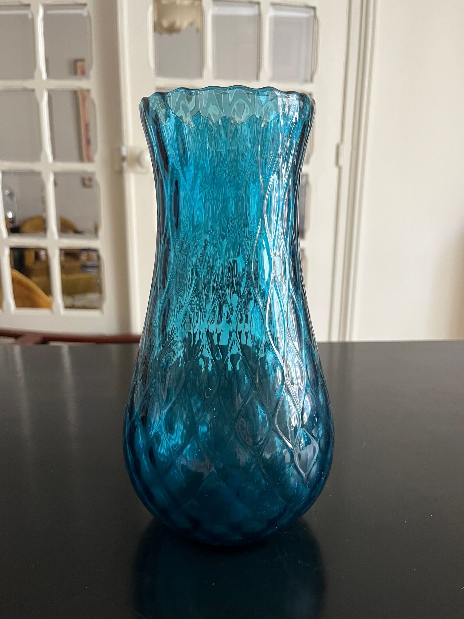 Blue glass vase 1960