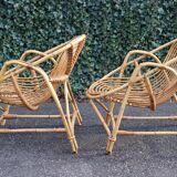 Pair of vintage rattan armchairs