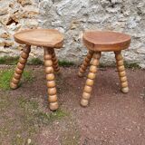 Pair of vintage brutalist stools