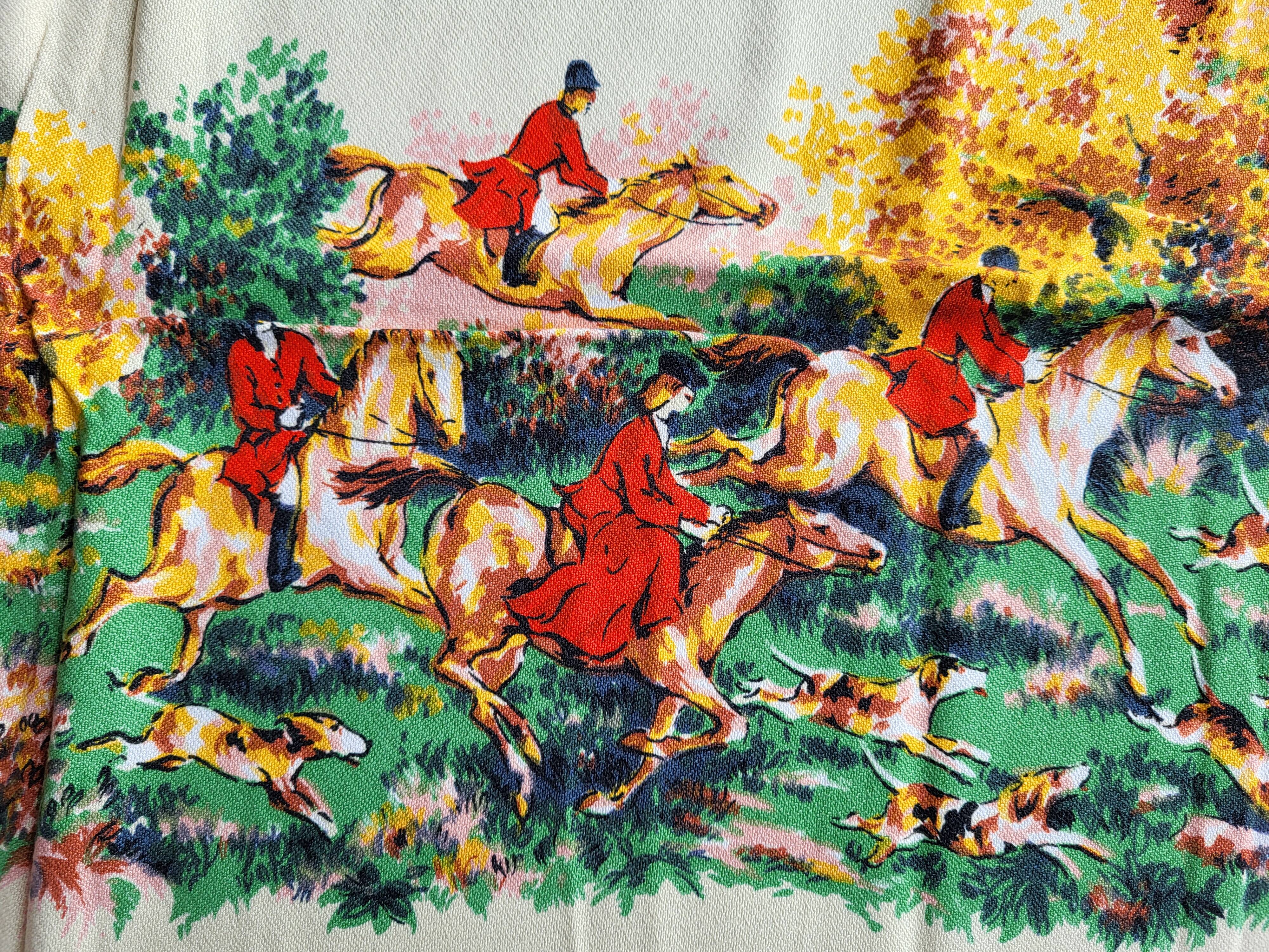 Vintage hunting tablecloth 145x125