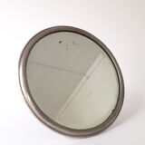 Adjustable Beveled Round Mirror in Metal Frame for Table or Wall