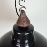 East German Black Enamel Factory Light by LBD Veb Leuchtenbau Dresden, 1950