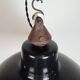 East German Black Enamel Factory Light by LBD Veb Leuchtenbau Dresden, 1950