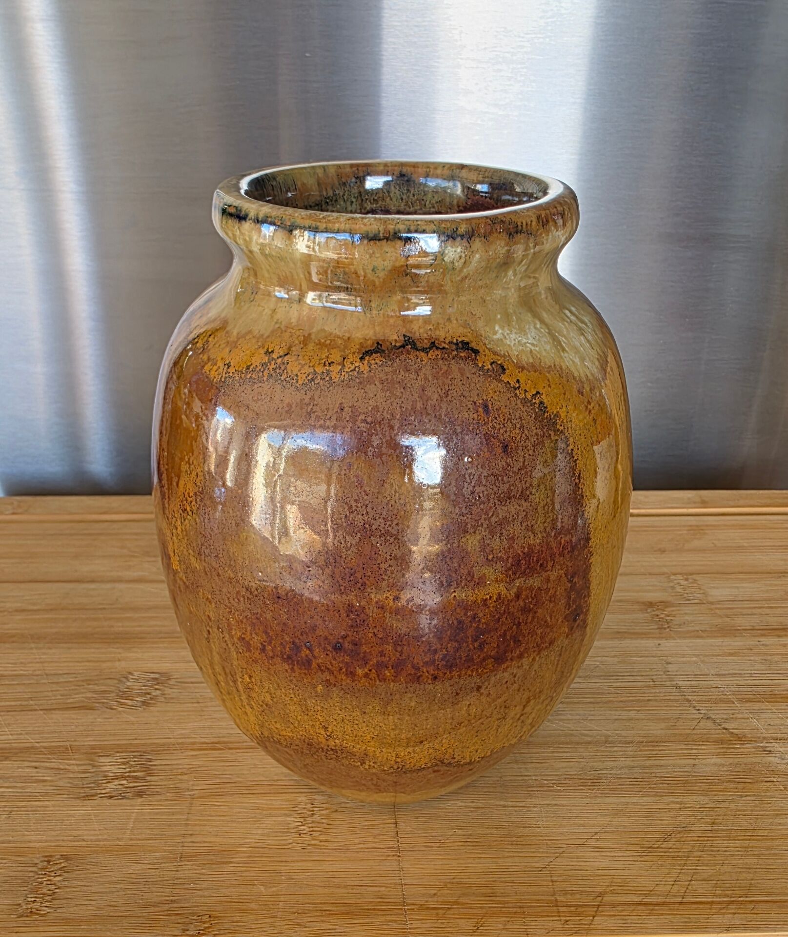 Handcrafted glazed stoneware vase – Signed LF – 20 cm