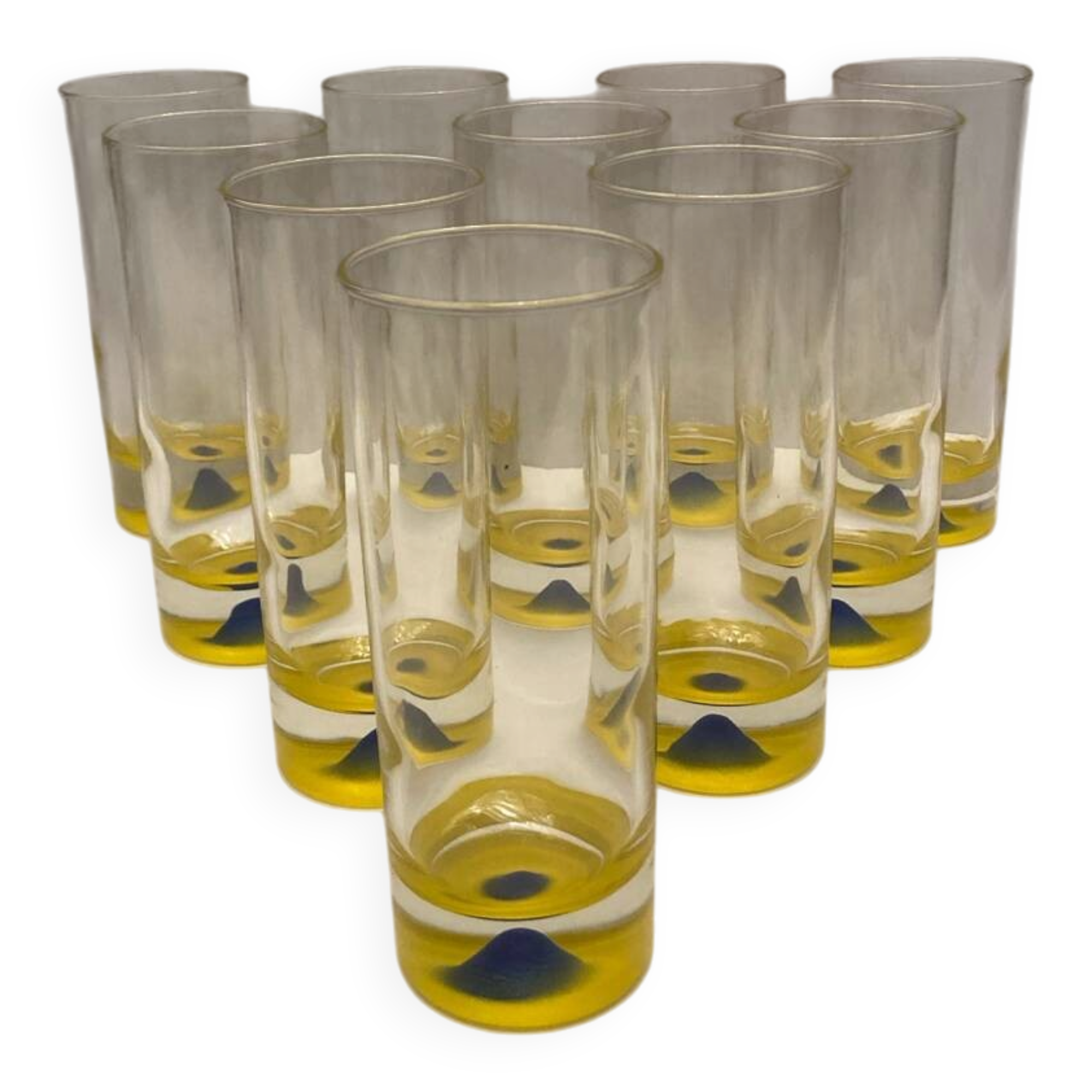 Set of 10 vintage orangeade glasses