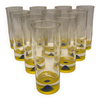 Set of 10 vintage orangeade glasses