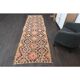 1970s Turkish Oushak Handmade Wool Cotton Orange Runner Rug 103x325