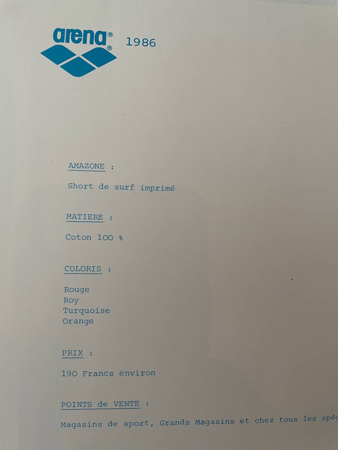 Photo publicitaire année 1986