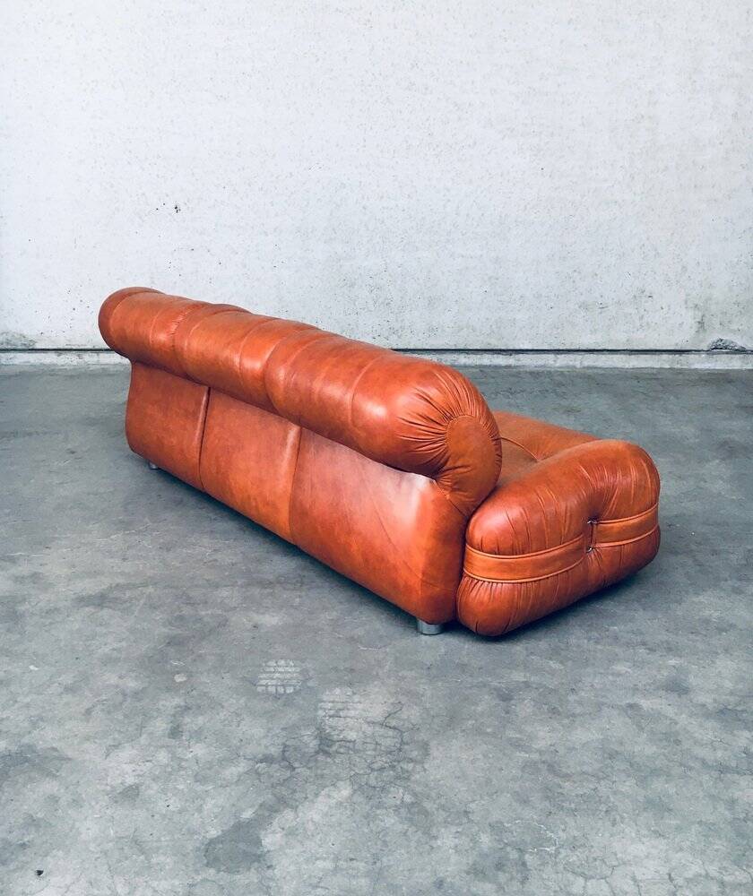 Mid-Century Modern Italian Leather 3-Seater Sofa, 1970s