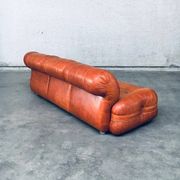 Mid-Century Modern Italian Leather 3 Seat Sofa, 1970s