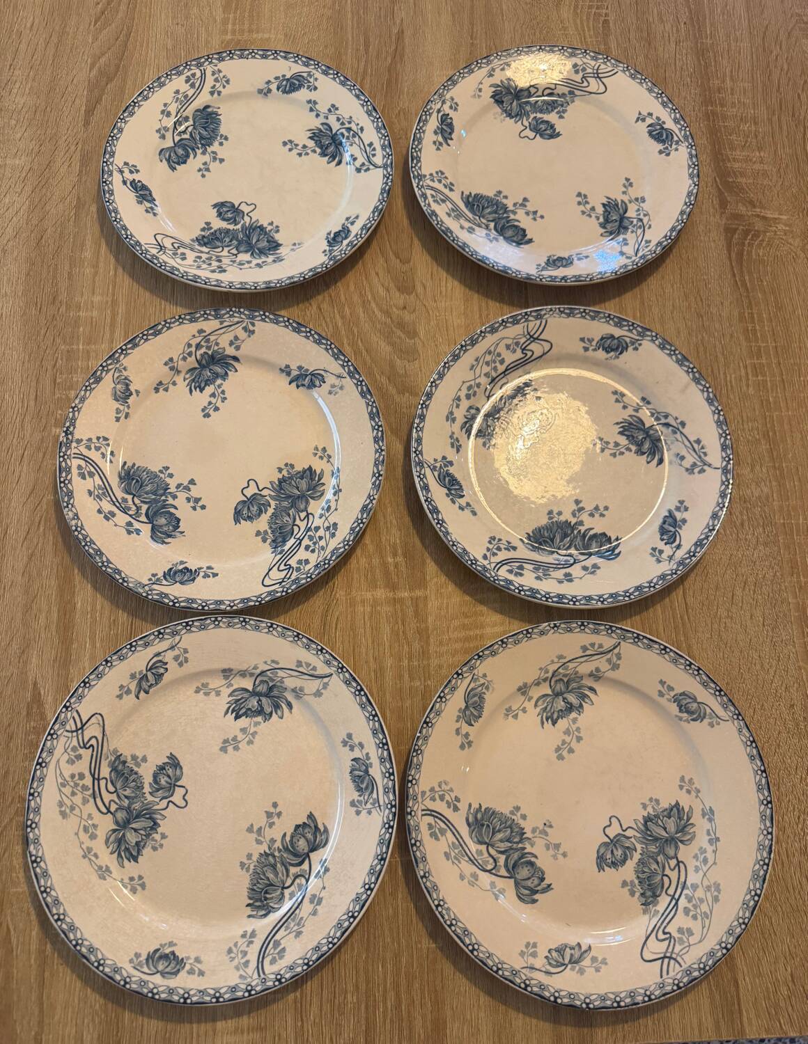 6 antique plates Royat – Sarreguemines