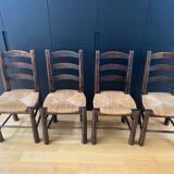 4 chaises paillées Georges Robert