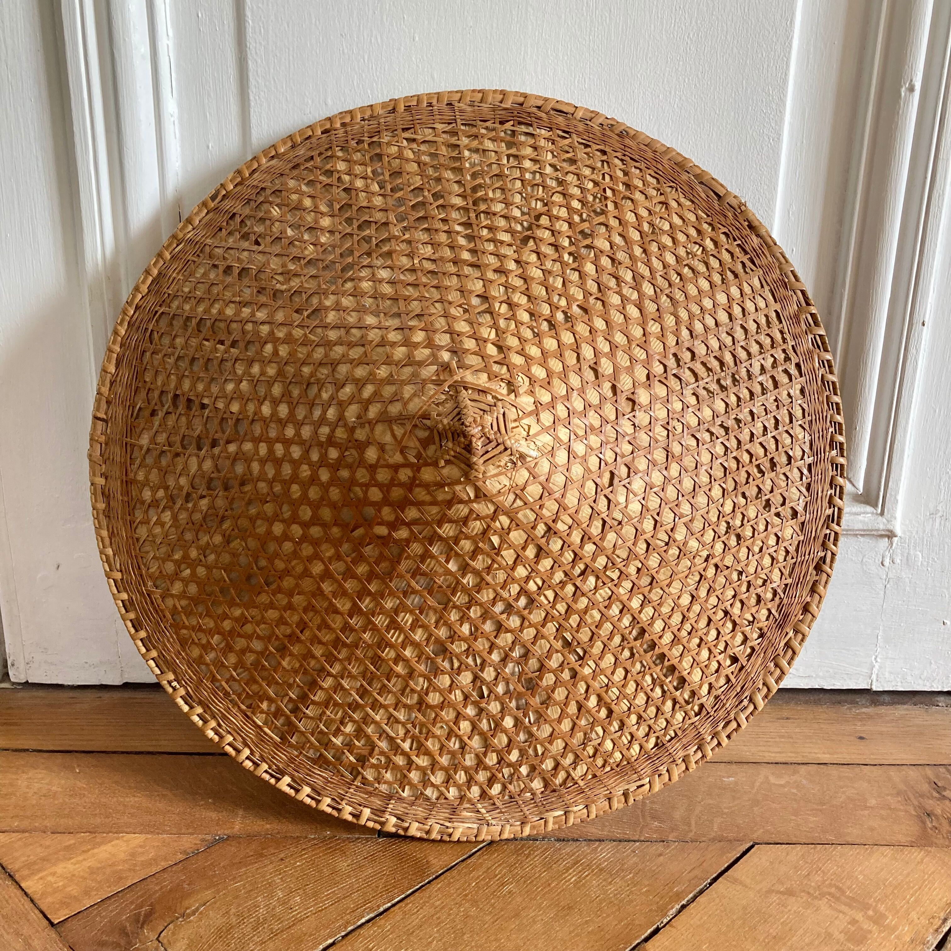 Asian hat vintage rattan canning