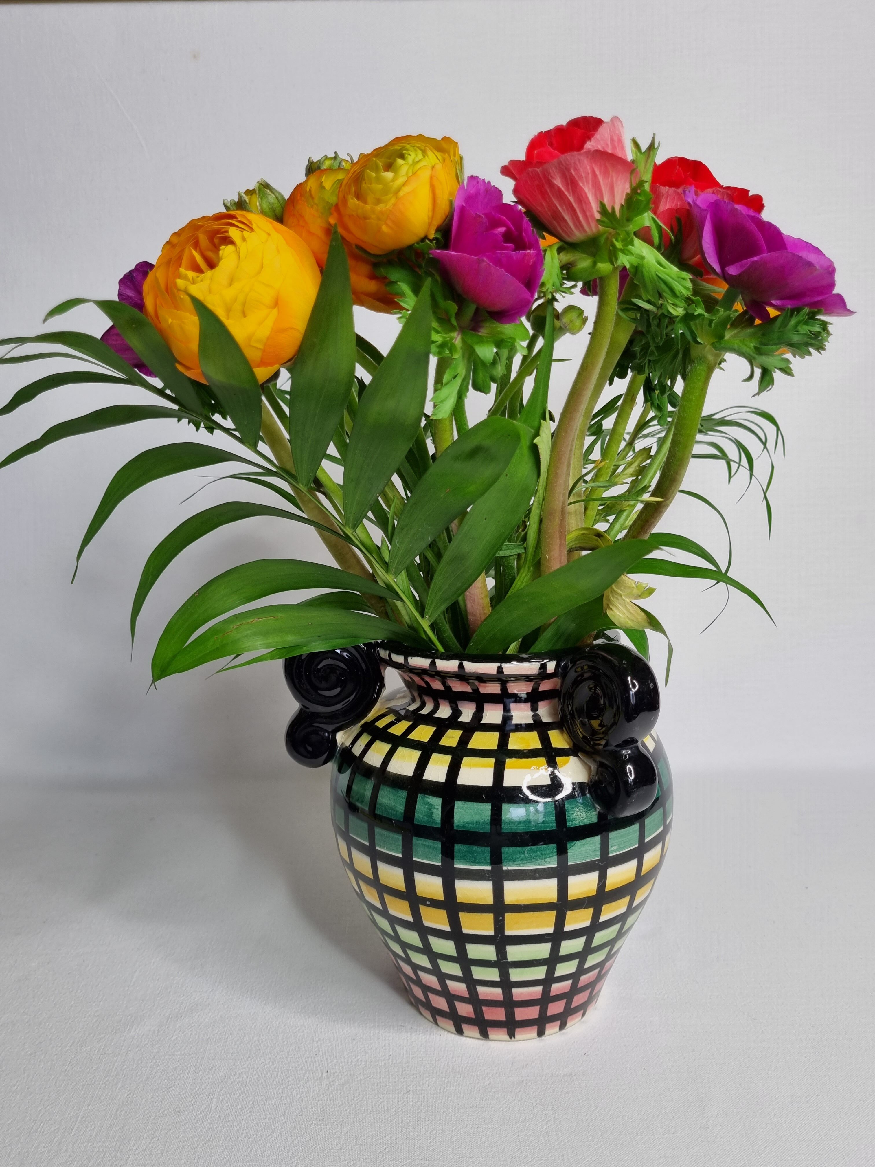 FASE's multi-coloured Art Deco-style "Vallauris" vase, 1950s, 17cm