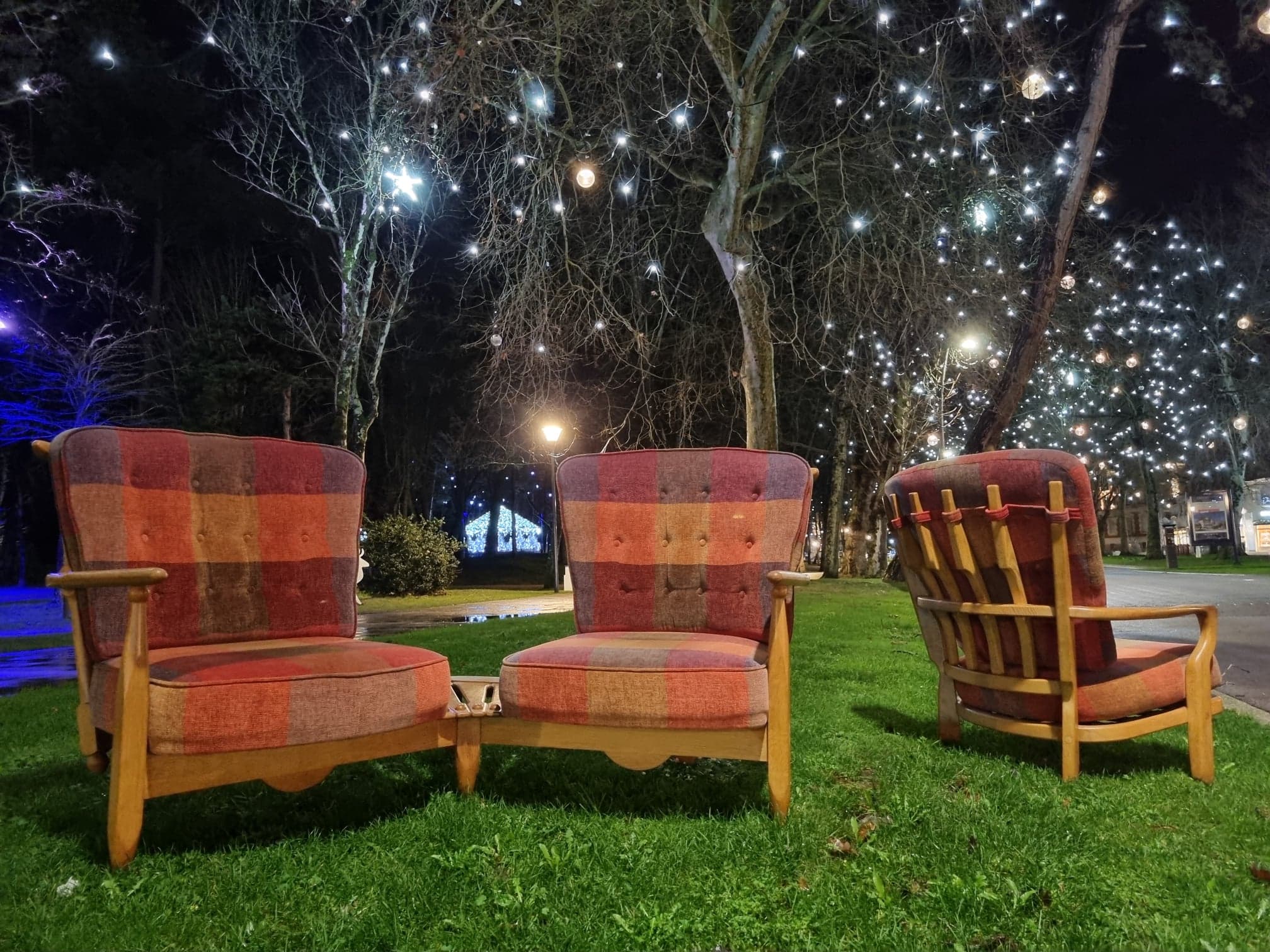Bench seat and armchair of Guillerme and Chambron