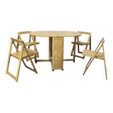 Scandinavian Folding Table and Chairs, 1980s, Set of 2