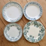 Vintage mismatched dessert plates in ironstone - Green tones
