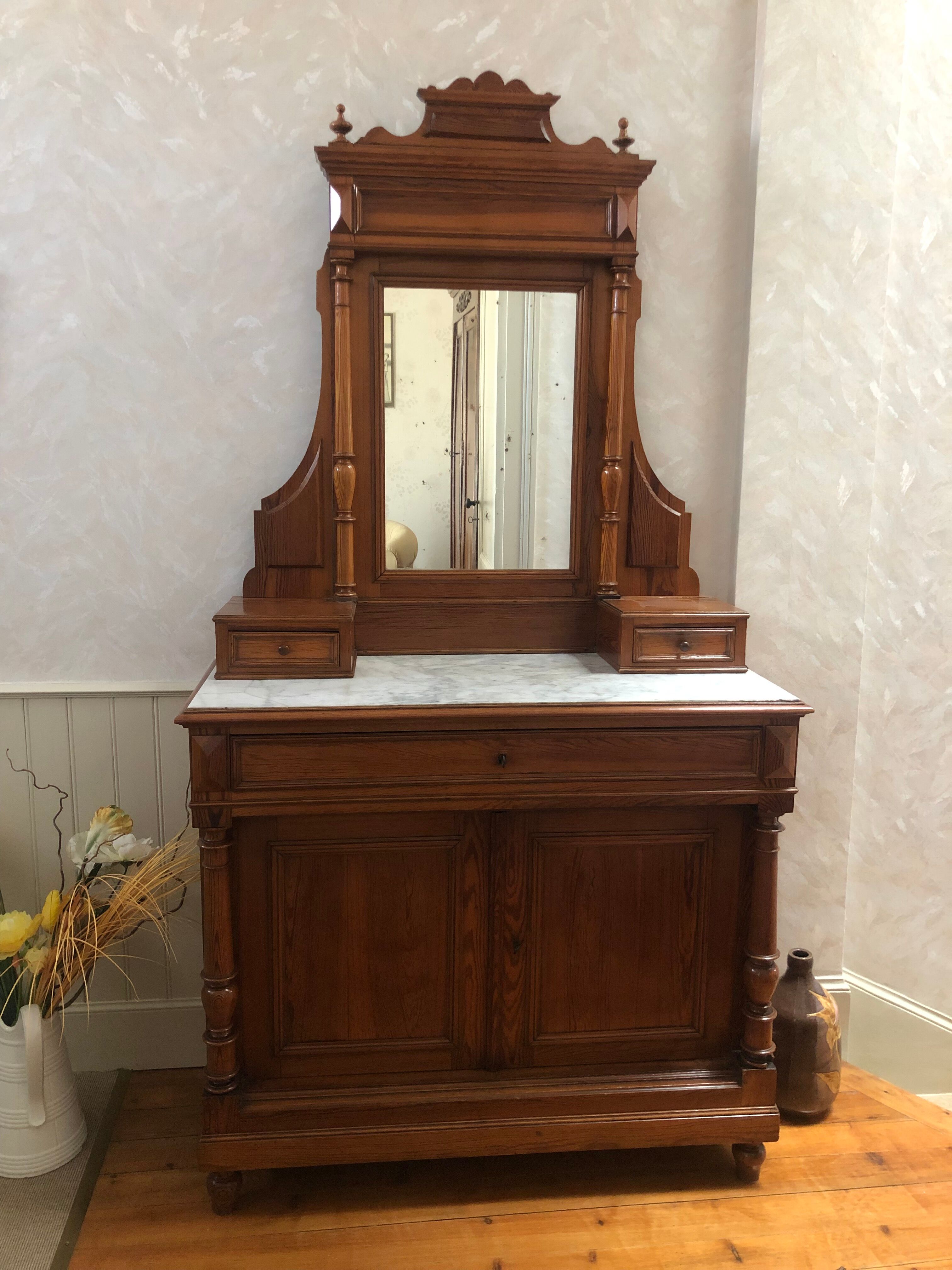 Wooden and marble dressing table