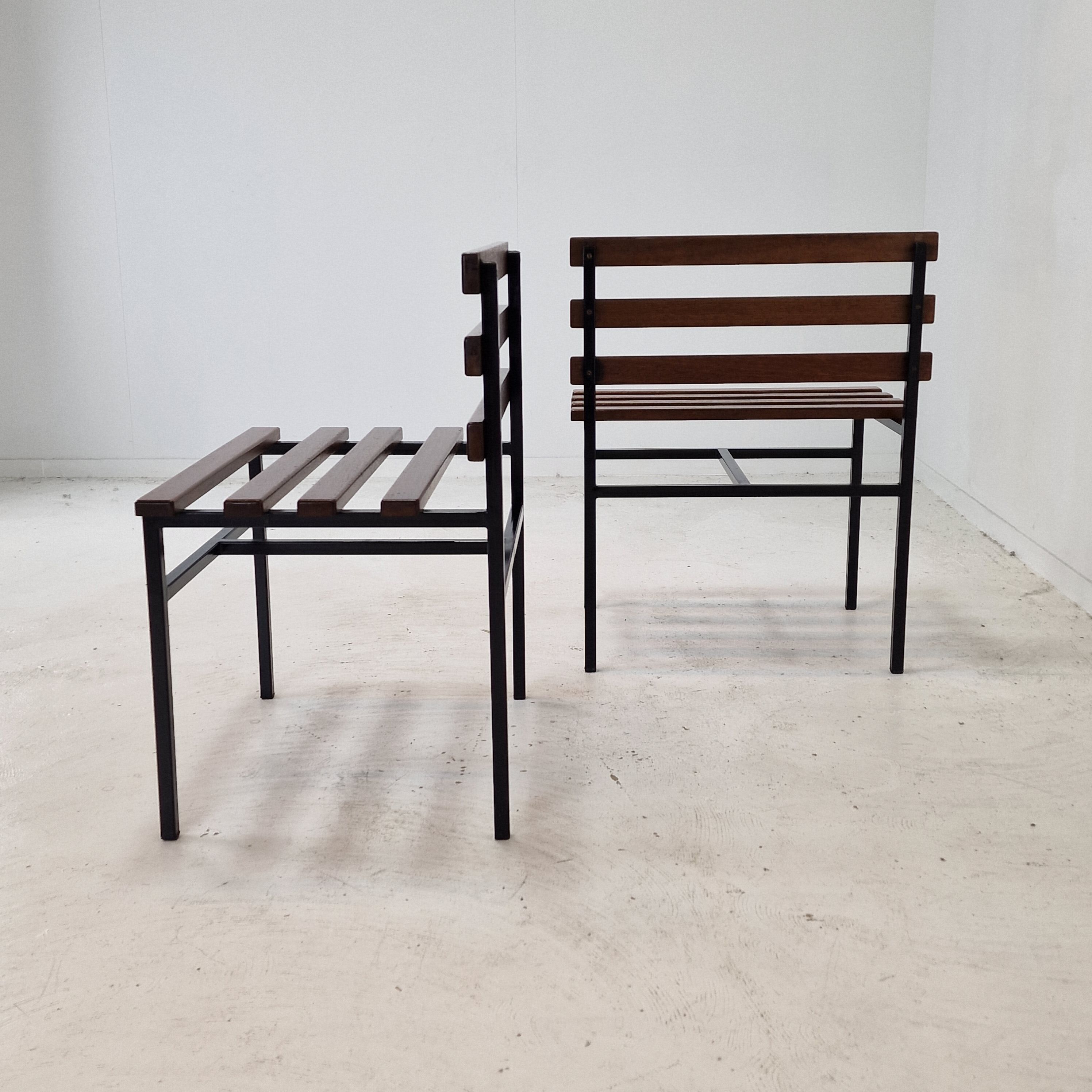 Set of 2 benches in teak, italy, 1960s