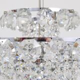 Diamond-cut faceted glass chandelier Bakalowits Vienna, Austria, 1950s