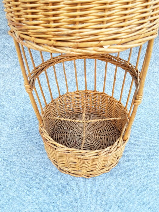Porte bouteilles en rotin vintage