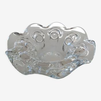 Val Saint Lambert crystal bowl by Guido Bon in the shape of their stylized