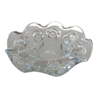 Val Saint Lambert crystal bowl by Guido Bon in the shape of their stylized