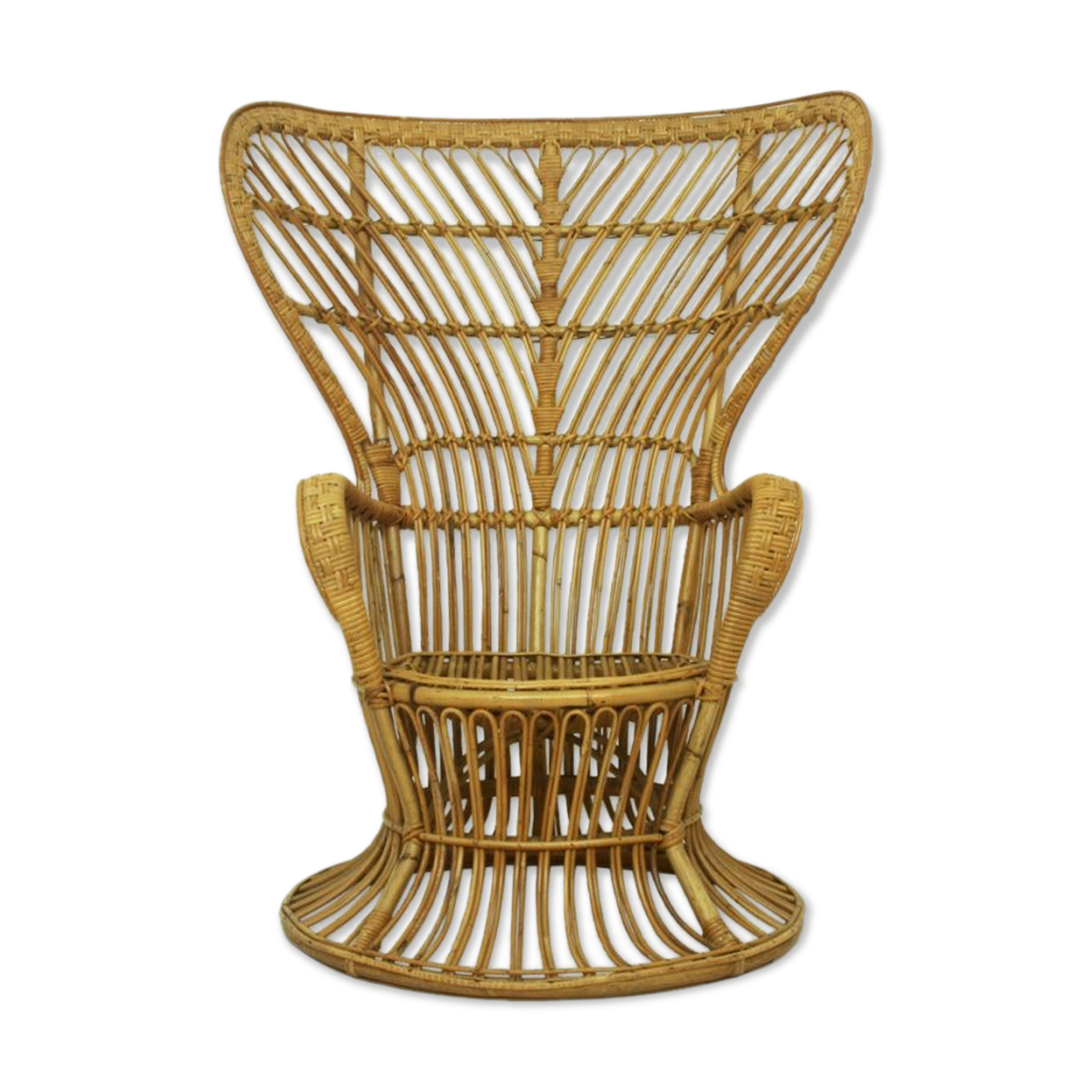 Vintage wicker lounge chair, italian 1950s