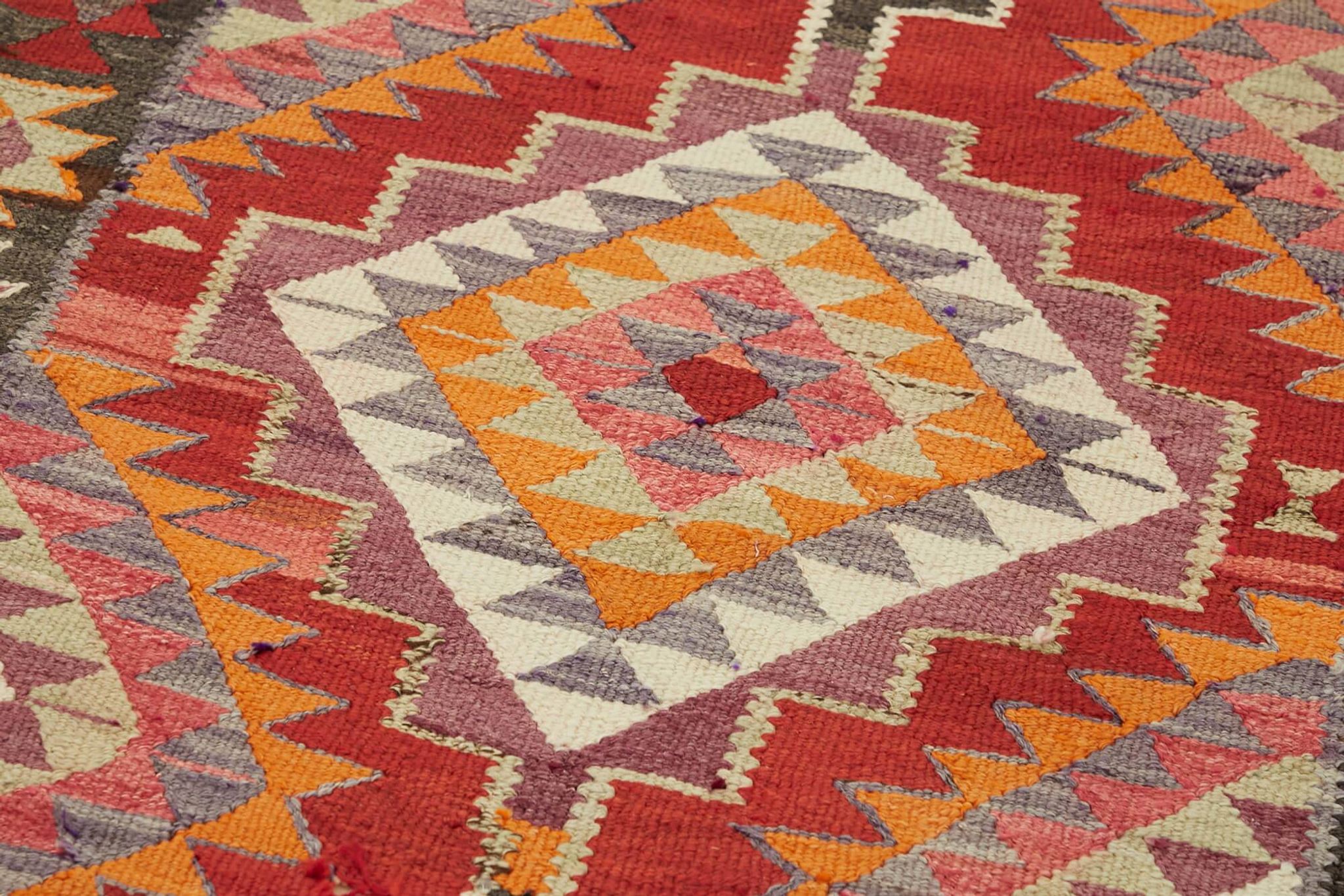 Tapis kilim vintage Herki tissé à la main en Turquie 100 cm x 345 cm