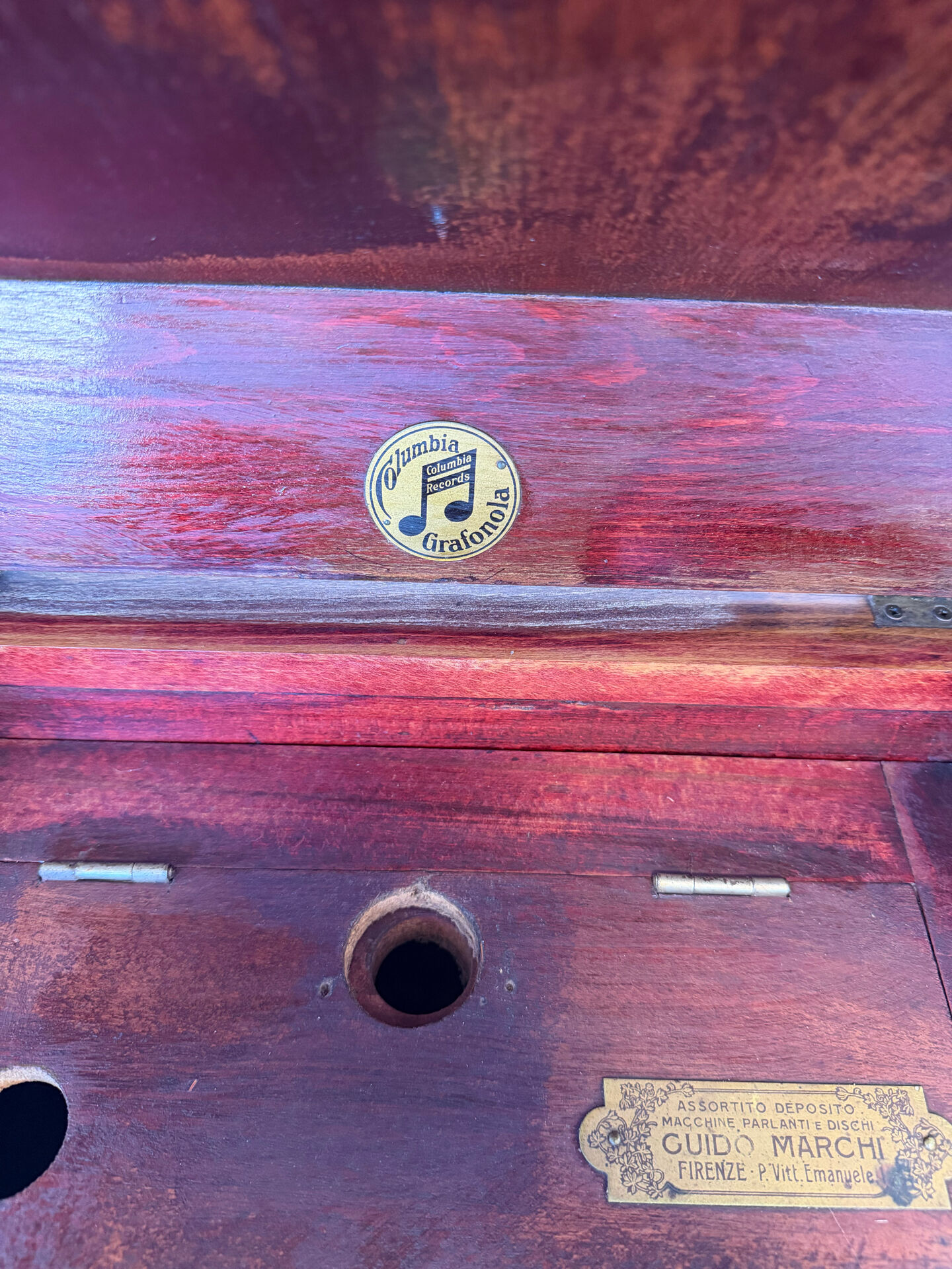 Italian floor-model upright phonograph cabinet, 1900s