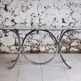 Chrome and smoked glass dining table in the style of Gastone Rinaldi, 1970.