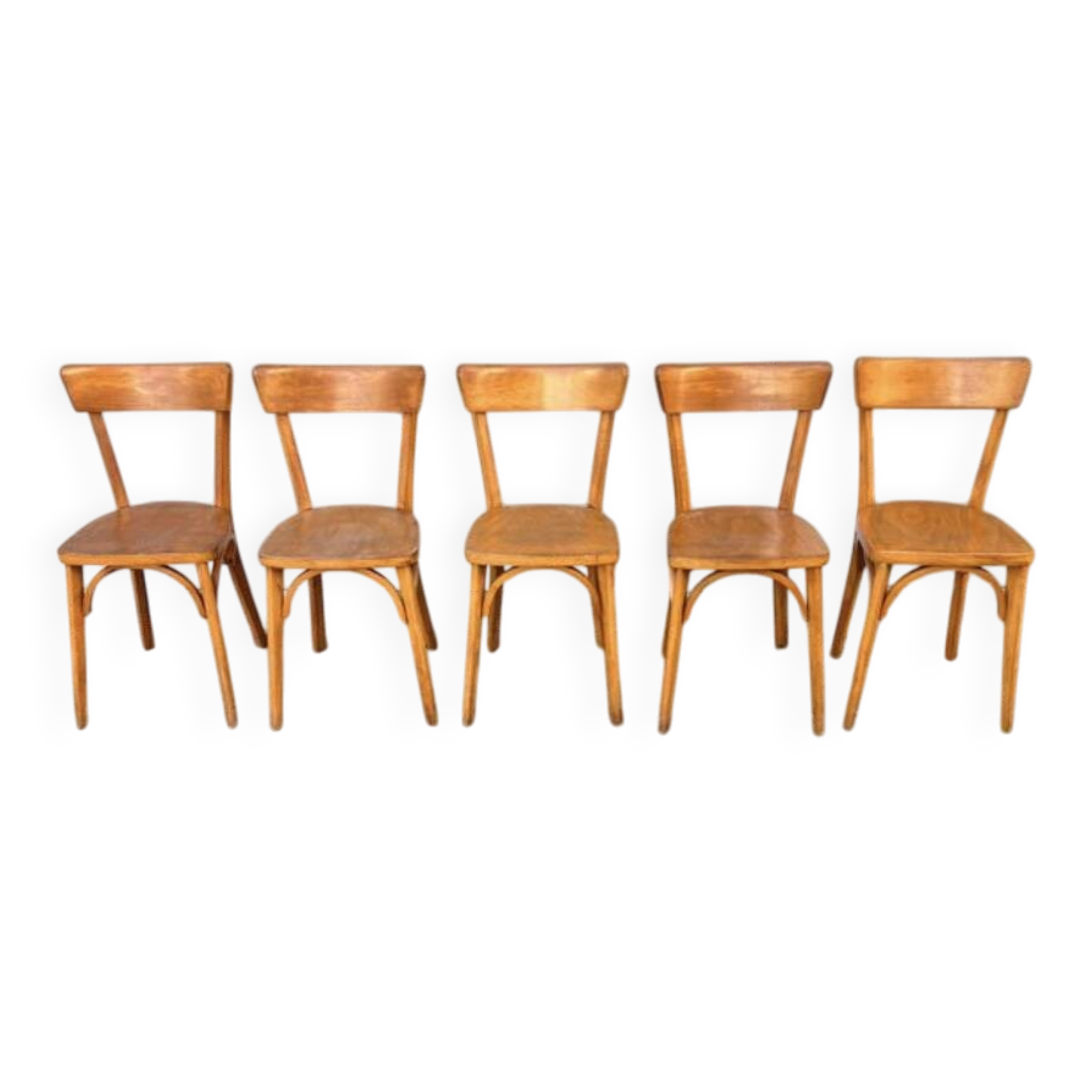 (Lot) 5 honey-coloured bistro chairs