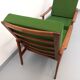 Paire de fauteuils scandinaves vintage en teck et tissu vert des années 60