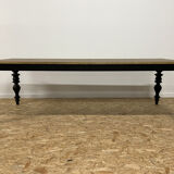 Table à manger style classique en bois, pieds noirs, 12 couverts