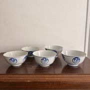 Lot of Blue White Porcelain Rice Tea from China with Cobalt Blue Imperial Dragons