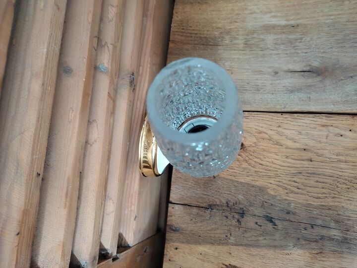 Wall lamp base brass tulip in vintage antique molded glass