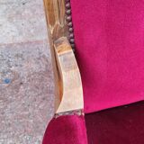 Pair of red velvet voltaire armchairs