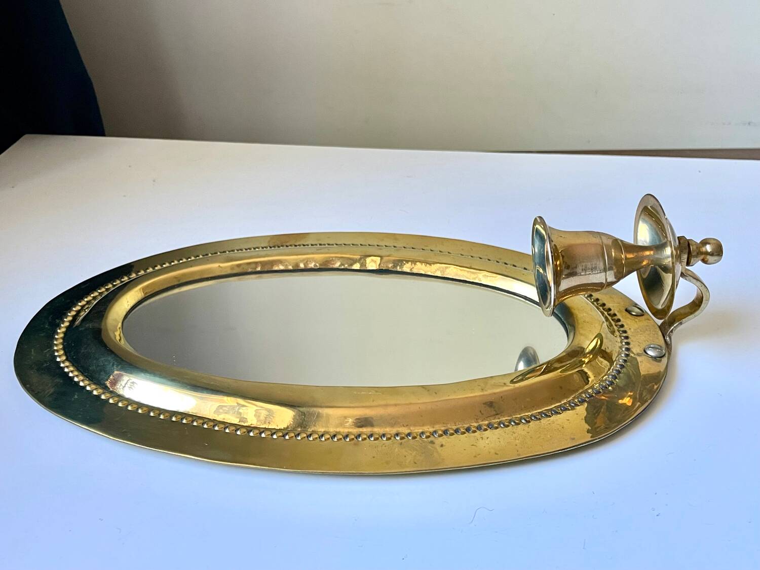 Vintage  Brass Wall mirrored Candle Sconce