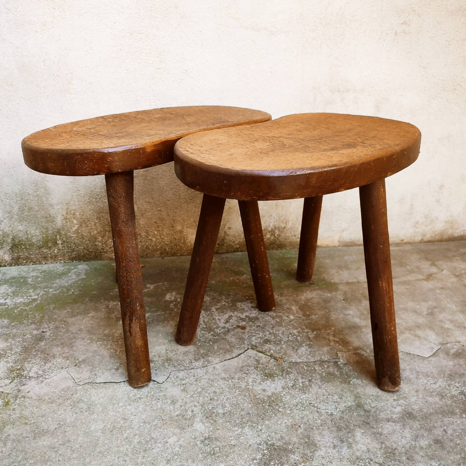 Pair of small wooden stools