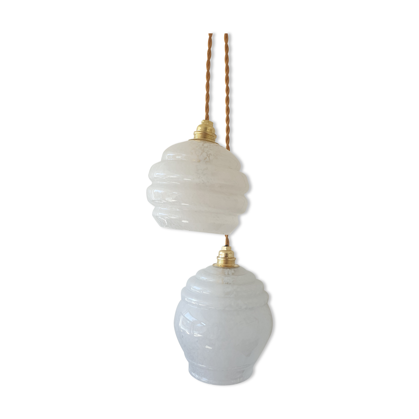 Pair of lamp in pale pink glass of clichy