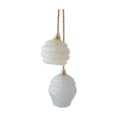 Pair of lamp in pale pink glass of clichy