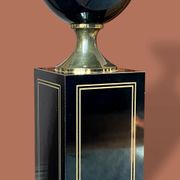 Vintage 1980 Floor Lamp by Le Dauphin in black lacquer and gold brass - 1.5m