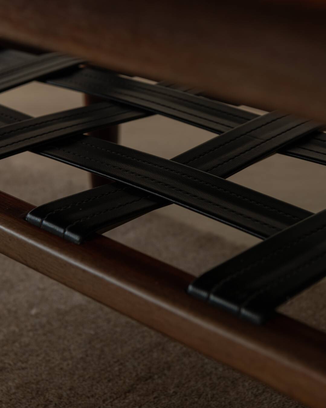 Vintage Rosewood Coffee Table Leather Magazine Shelf Topform Dutch MCM 1960