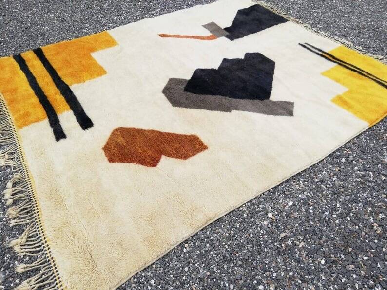 Tapis beni mrirt fait main grande taille 200 x 300 cm