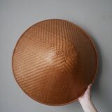 Antique braided conical hat handcrafted traditional vintage Asian crafts